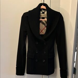 Burberry Black Double-Breasted Wool Pea Coat